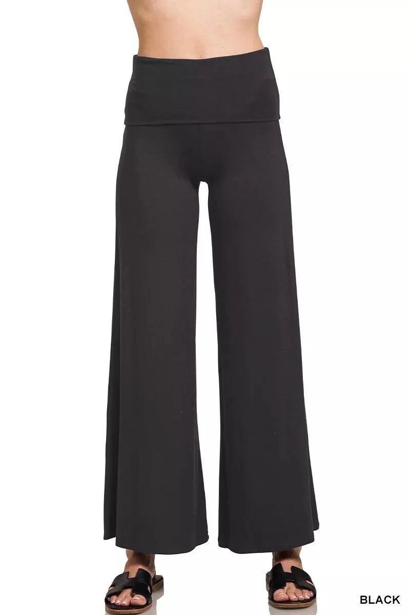fold over wide-leg pants