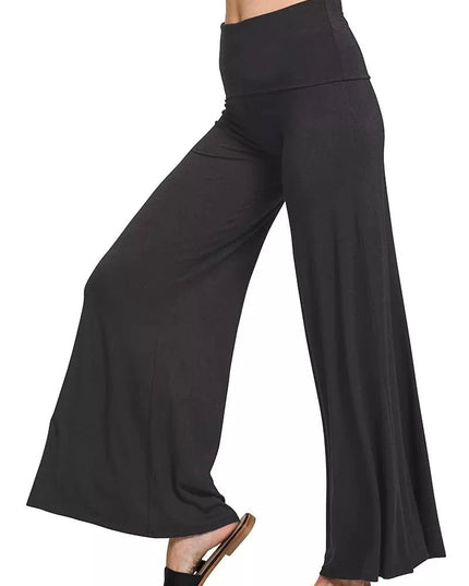 Zenana Full Size Fold Over Waist Comfy Wide Leg Pants Plus Size - Trendsi
