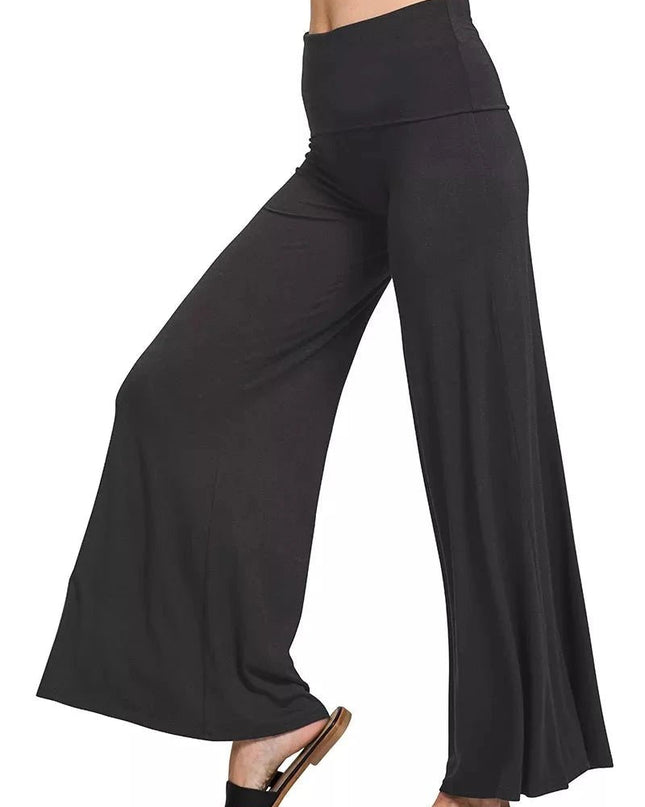 Zenana Full Size Fold Over Waist Comfy Wide Leg Pants Plus Size - Trendsi