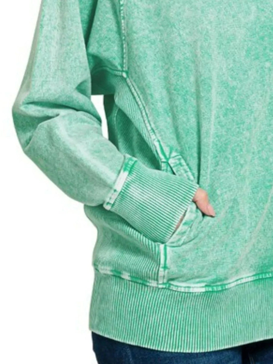 Zenana Halo Snow Washed Sweatshirt