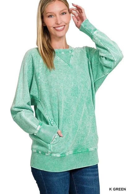 Zenana Halo Snow Washed Sweatshirt