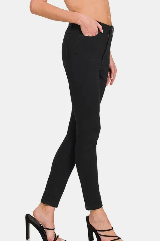 Zenana High Rise Skinny Jeans with Pockets - Trendsi