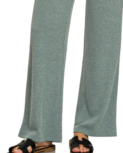 Zenana Ribbed Drawstring Lounge Pants - Trendsi