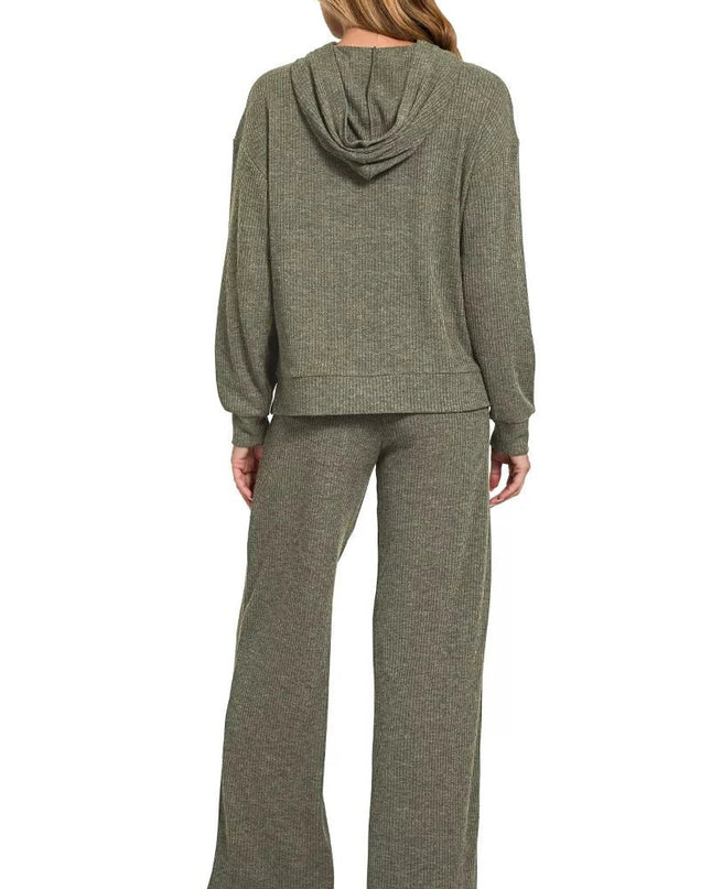 Zenana Ribbed Drawstring Lounge Pants - Trendsi