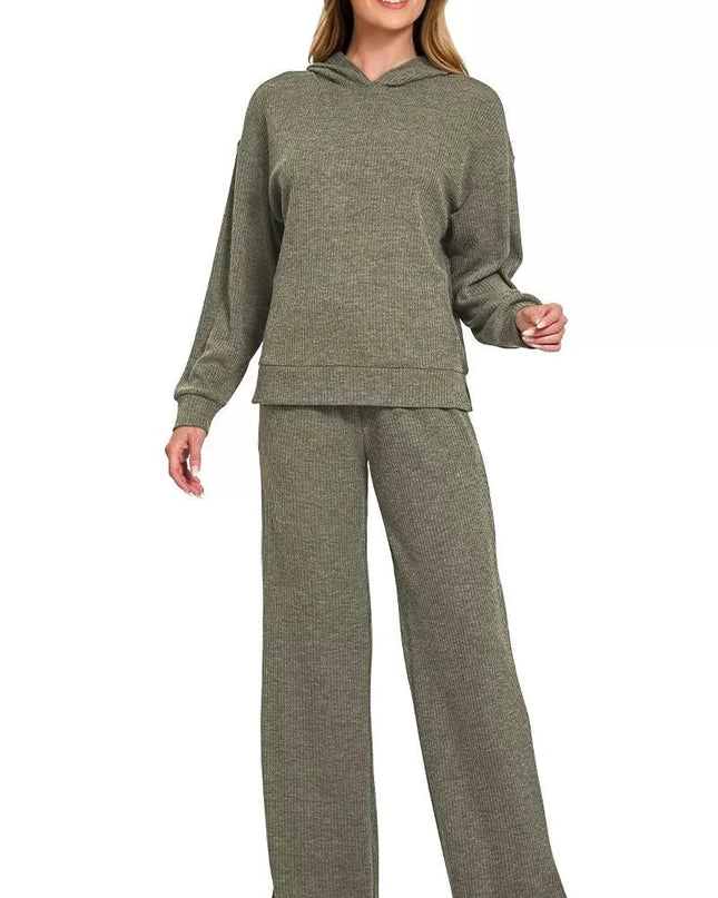 Zenana Ribbed Drawstring Lounge Pants - Trendsi