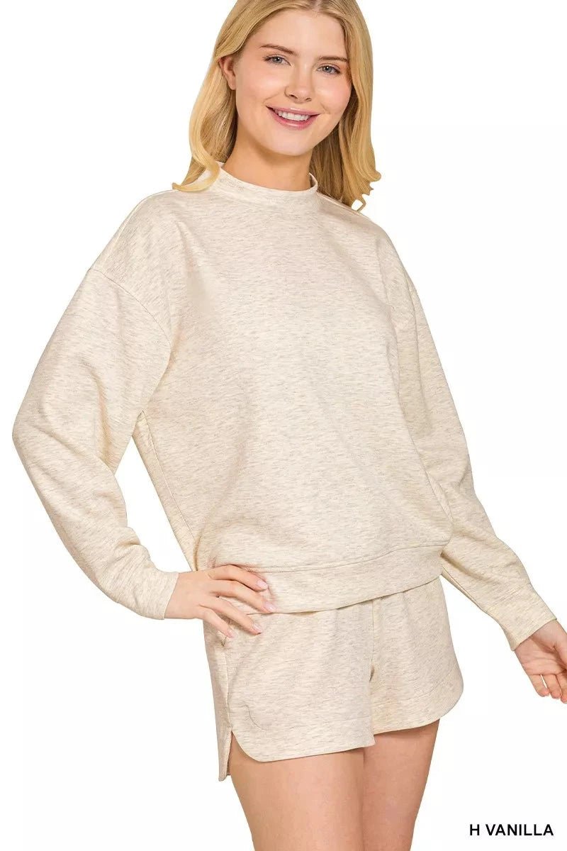 Zenana Scuba Sweatshirt Shorts Set