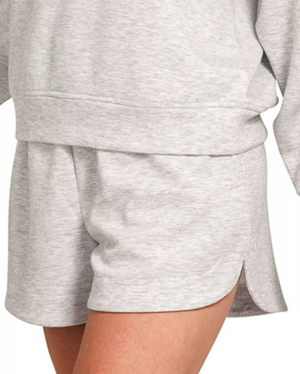 Zenana Scuba Long Sleeve Sweatshirt and Shorts Set - Trendsi
