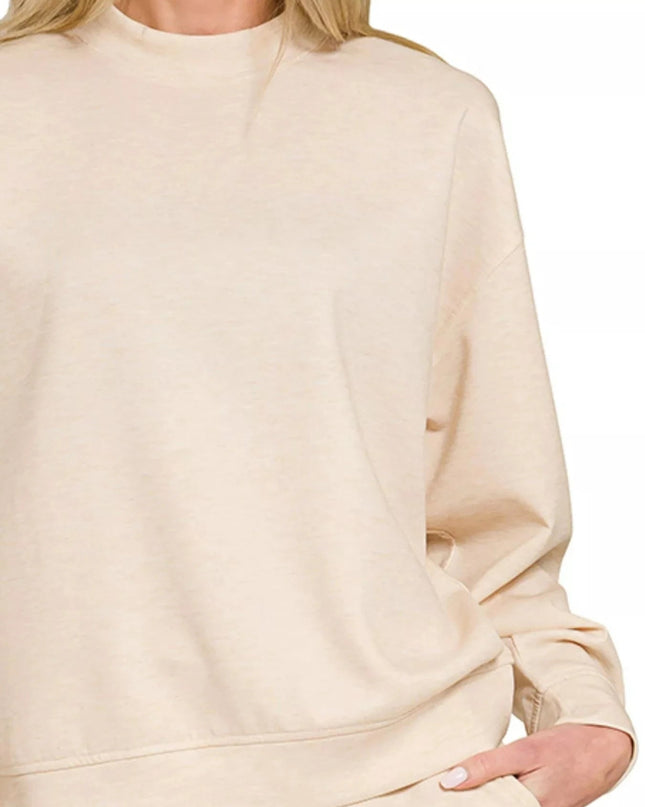 Zenana Scuba Long Sleeve Sweatshirt and Shorts Set - Trendsi