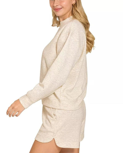 Zenana Scuba Long Sleeve Sweatshirt and Shorts Set - Trendsi