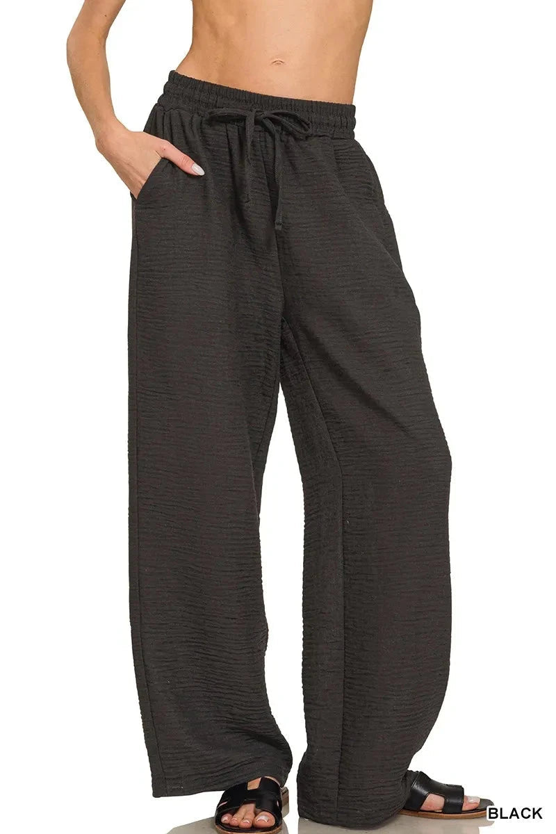 Woven Crepe Elastic Pants