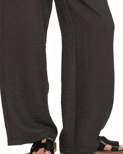 Zenana Woven Crepe Elastic Band Pants - Trendsi