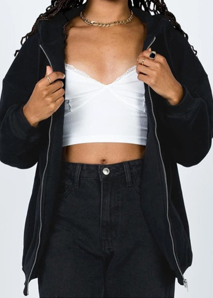 Zip - Up Drawstring Hoodie - Trendsi