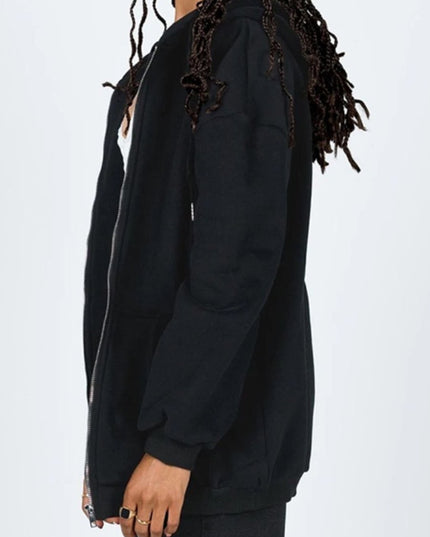Zip - Up Drawstring Hoodie - Trendsi