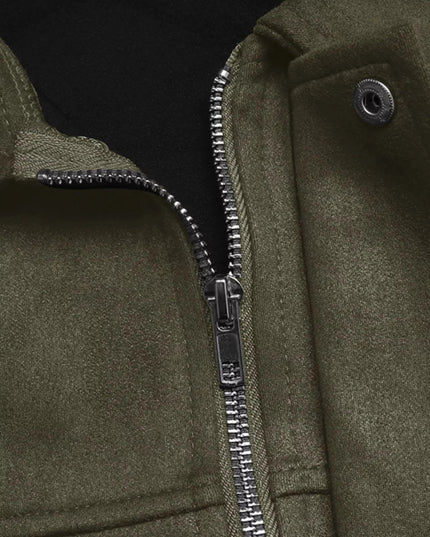Zip Up Drop Shoulder Jacket - Trendsi