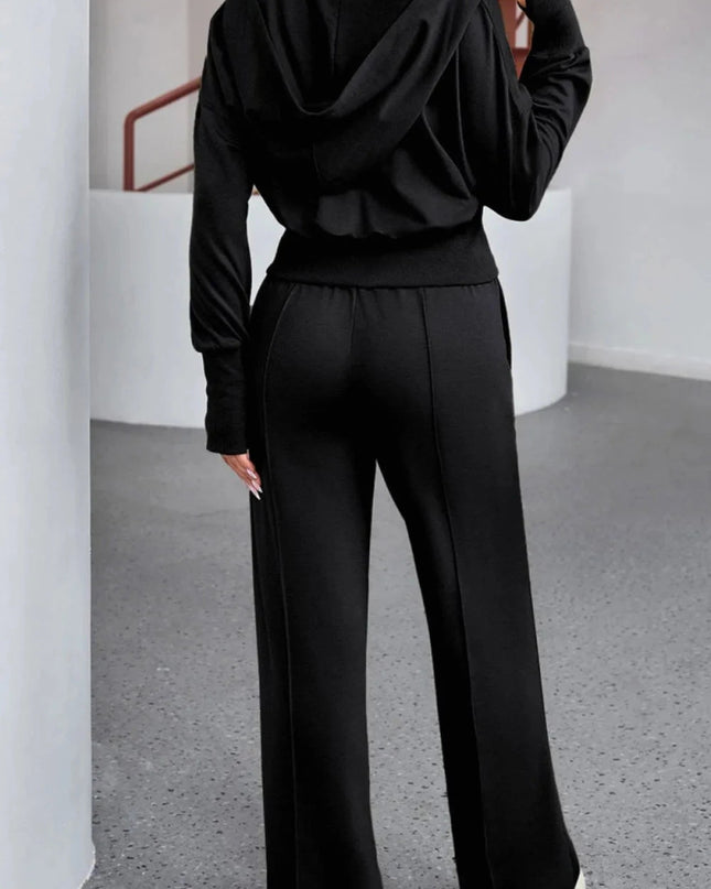 Zip - Up Hoodie and Pants Active Set - Trendsi