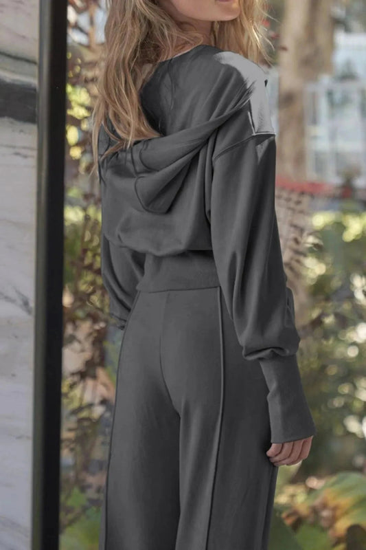 Zip - Up Hoodie and Pants Active Set - Trendsi