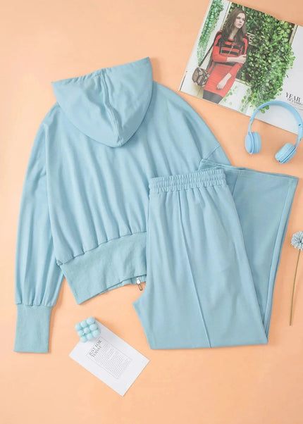 Zip - Up Hoodie and Pants Active Set - Trendsi