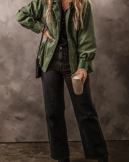 Zip Up Long Sleeve Jacket - Trendsi