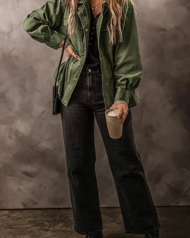 Zip Up Long Sleeve Jacket - Trendsi