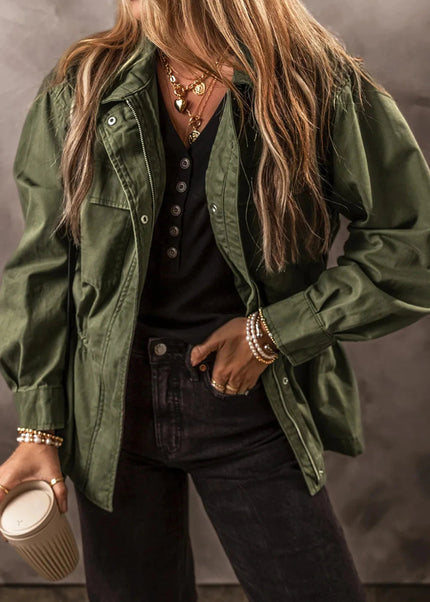 Zip Up Long Sleeve Jacket - Trendsi