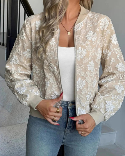 Zip Up Long Sleeve Jacket - Trendsi