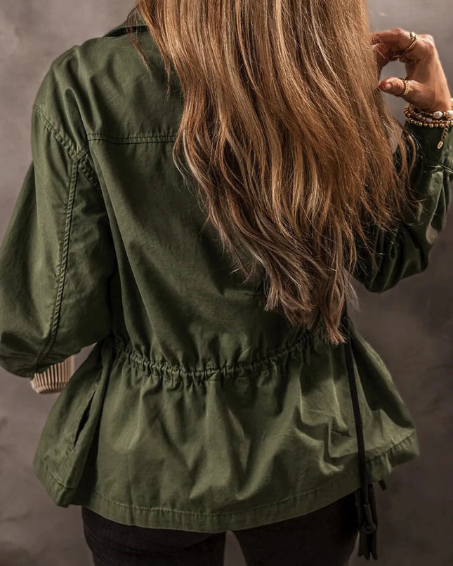 Zip Up Long Sleeve Jacket - Trendsi