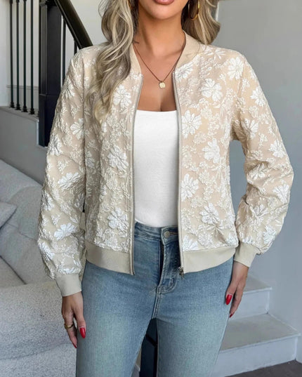 Zip Up Long Sleeve Jacket - Trendsi