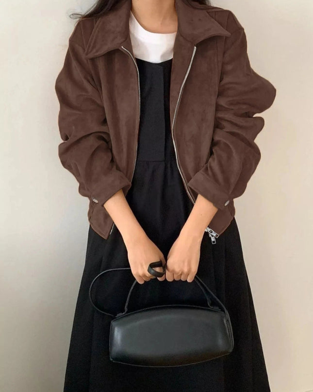 Zip Up Long Sleeve Jacket - Trendsi