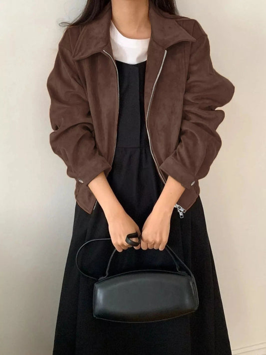 Zip Up Long Sleeve Jacket - Trendsi