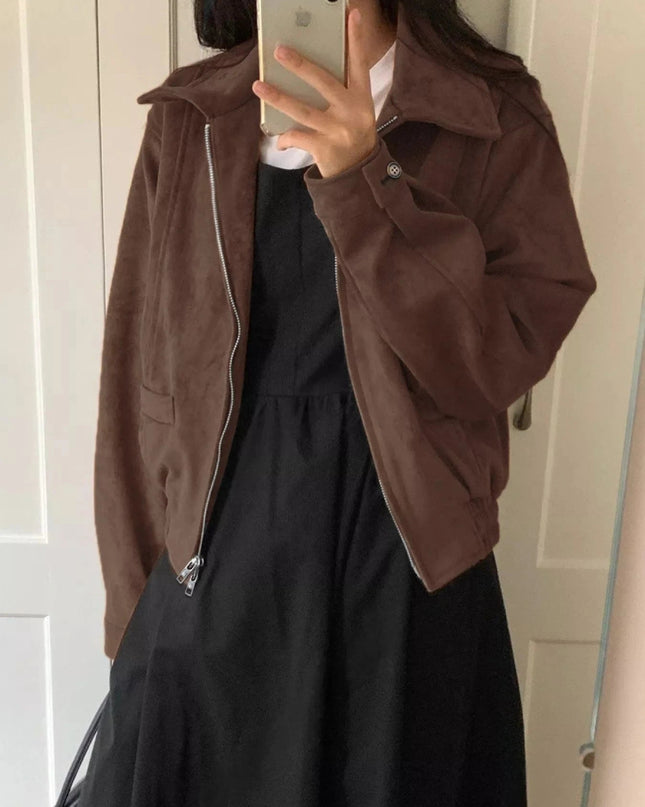 Zip Up Long Sleeve Jacket - Trendsi