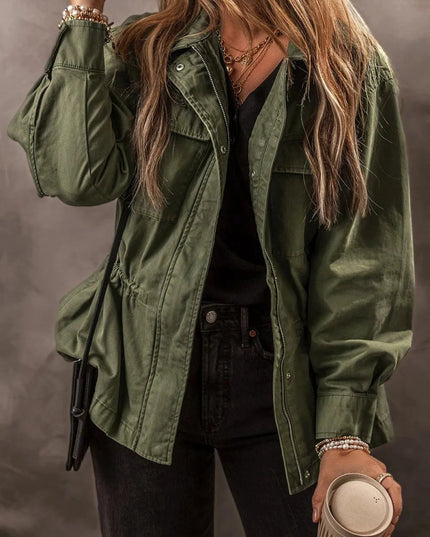 Zip Up Long Sleeve Jacket - Trendsi