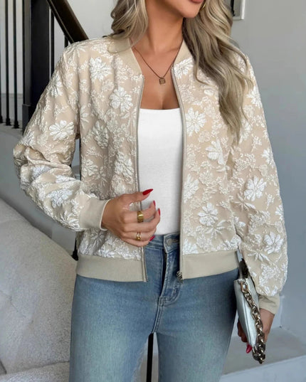 Zip Up Long Sleeve Jacket - Trendsi