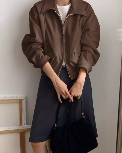 Zip Up Long Sleeve Jacket - Trendsi