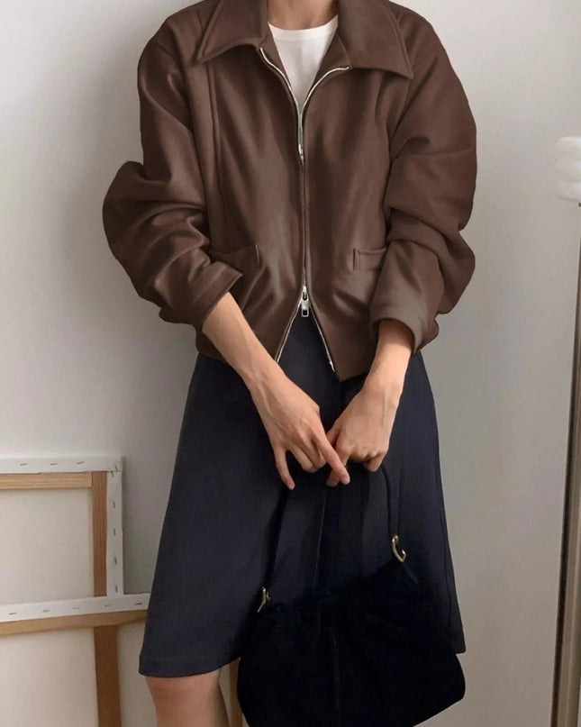 Zip Up Long Sleeve Jacket - Trendsi