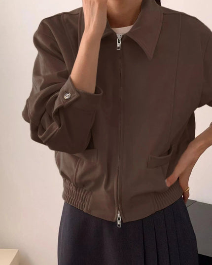 Zip Up Long Sleeve Jacket - Trendsi