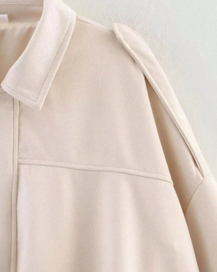 Zip Up Oversized Jacket - Trendsi