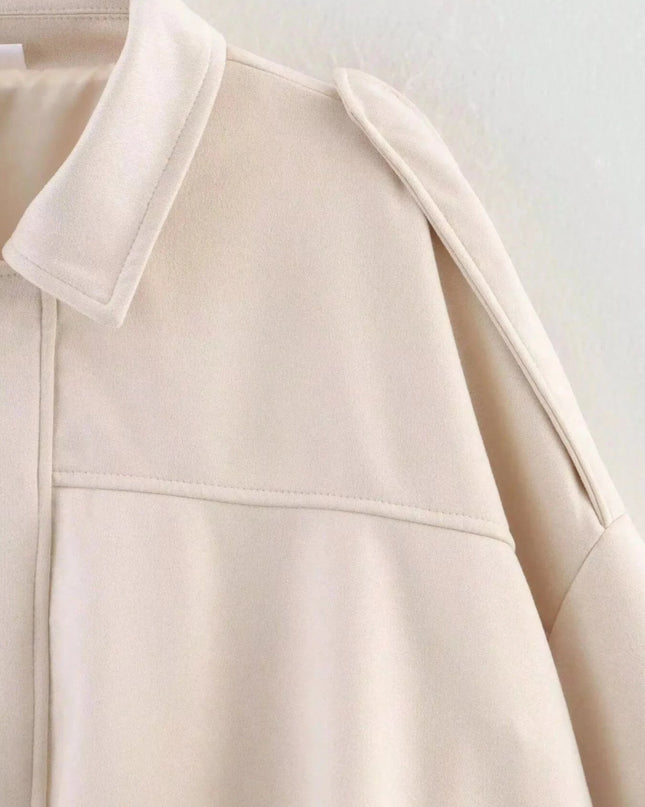 Zip Up Oversized Jacket - Trendsi