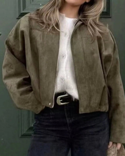 Zip Up Oversized Jacket - Trendsi