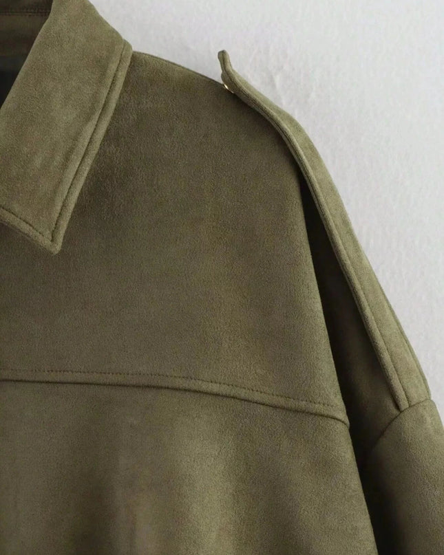 Zip Up Oversized Jacket - Trendsi