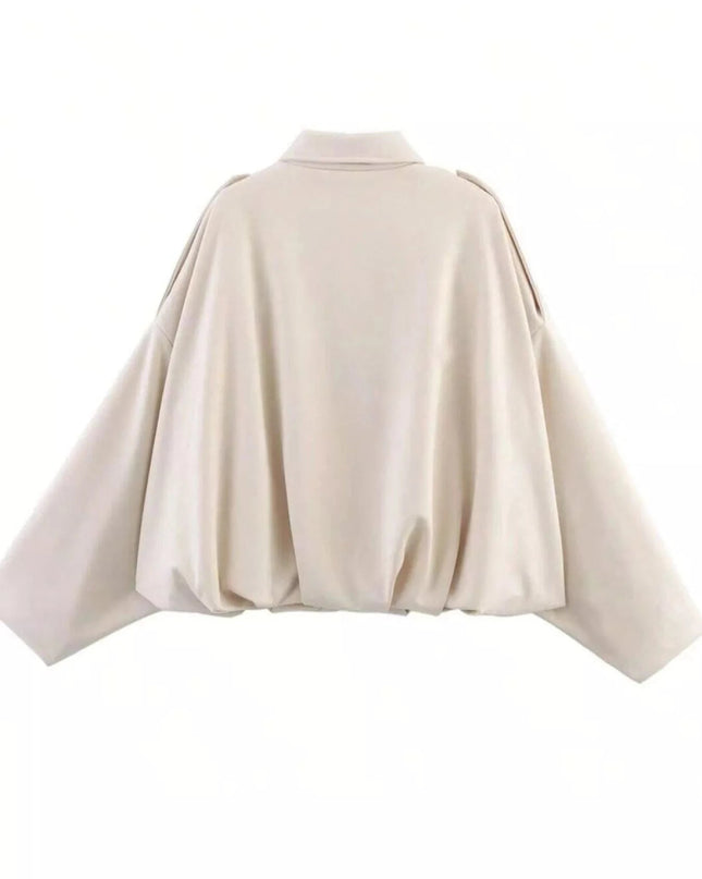 Zip Up Oversized Jacket - Trendsi