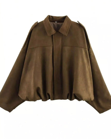 Zip Up Oversized Jacket - Trendsi