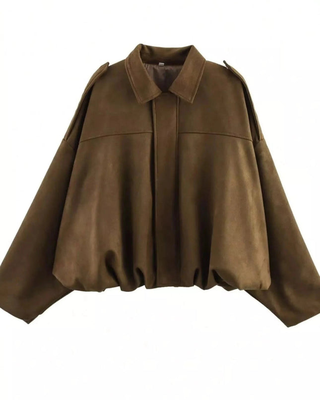 Zip Up Oversized Jacket - Trendsi