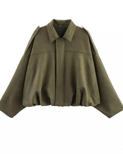 Zip Up Oversized Jacket - Trendsi