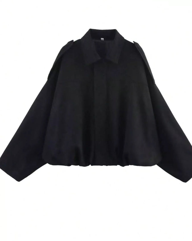 Zip Up Oversized Jacket - Trendsi