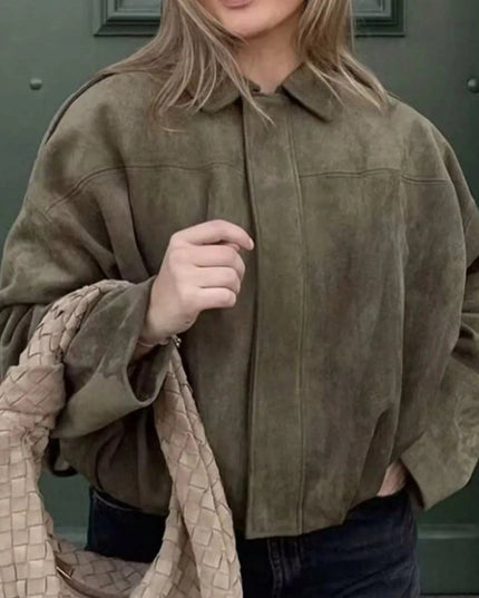 Zip Up Oversized Jacket - Trendsi