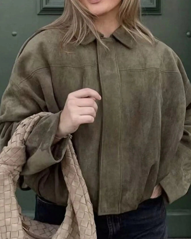 Zip Up Oversized Jacket - Trendsi