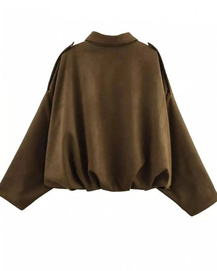 Zip Up Oversized Jacket - Trendsi