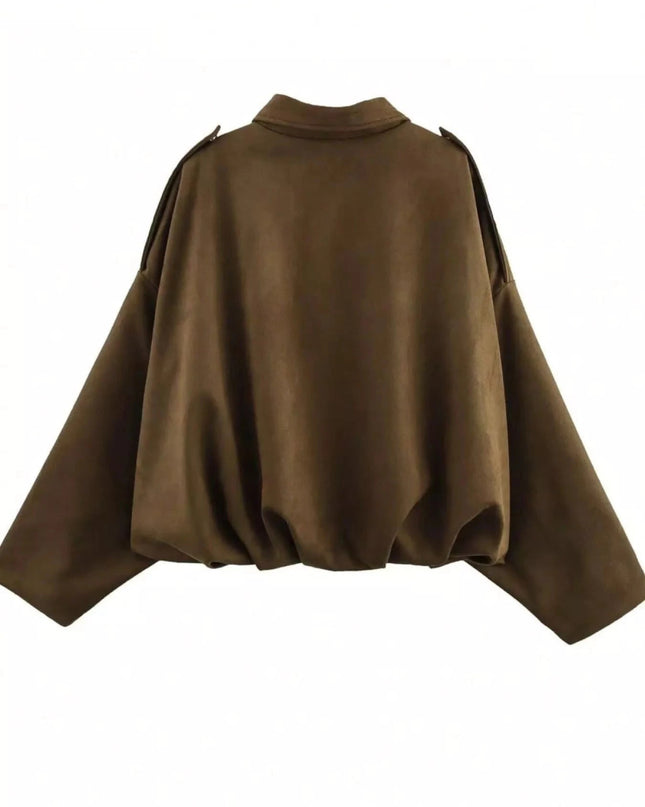 Zip Up Oversized Jacket - Trendsi