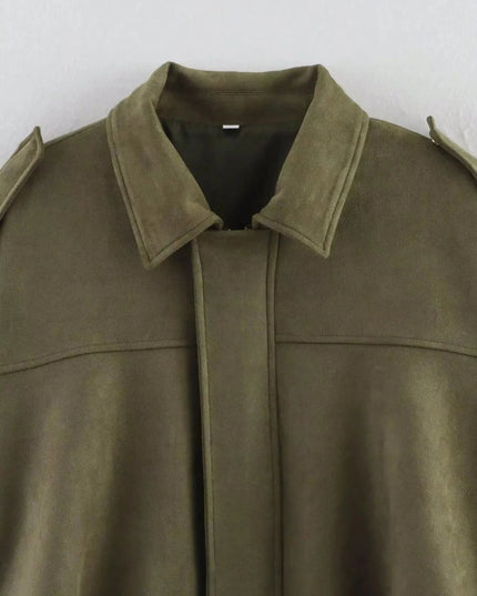 Zip Up Oversized Jacket - Trendsi