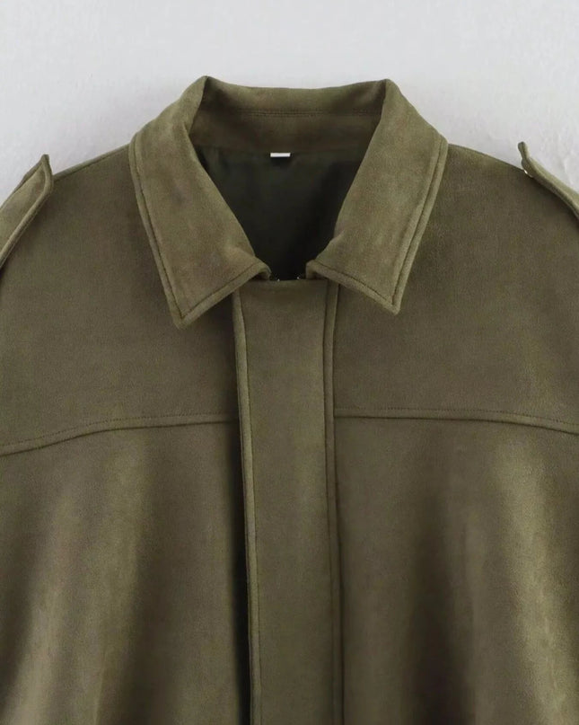 Zip Up Oversized Jacket - Trendsi